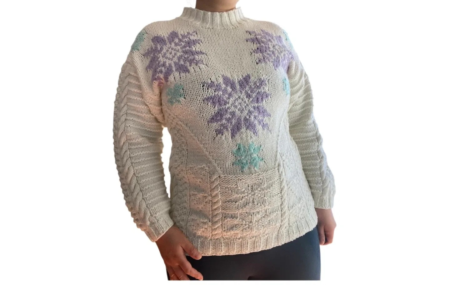 Vintage 90s Hand Knitwear Cream Sweater Medium image indicator(7)