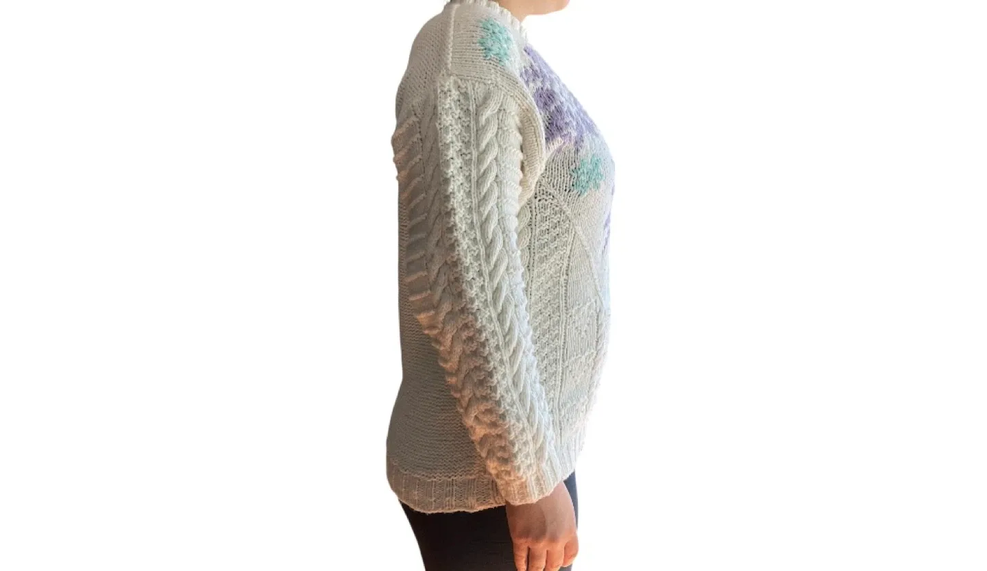 Vintage 90s Hand Knitwear Cream Sweater Medium image indicator(8)