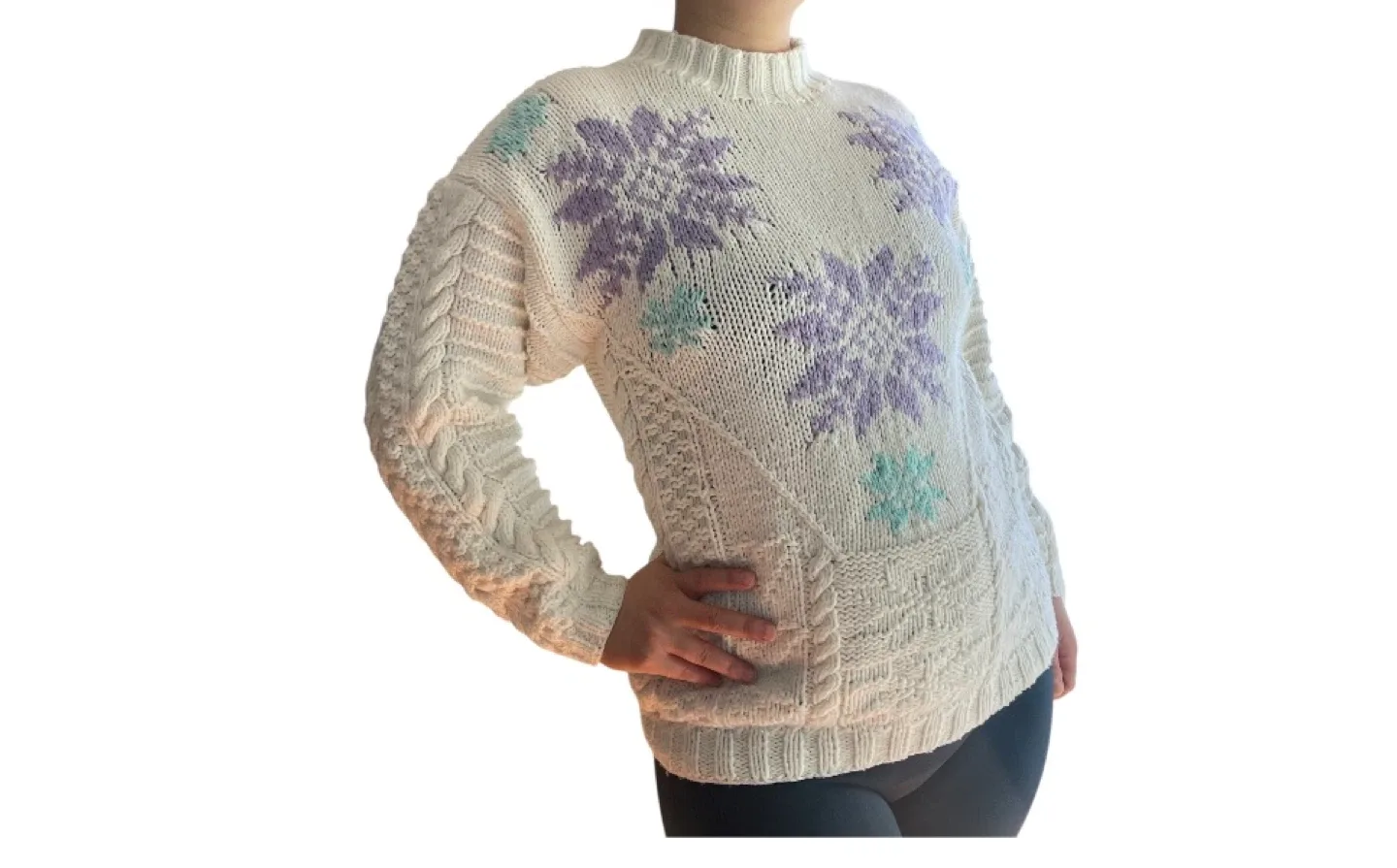 Vintage 90s Hand Knitwear Cream Sweater Medium image indicator(9)