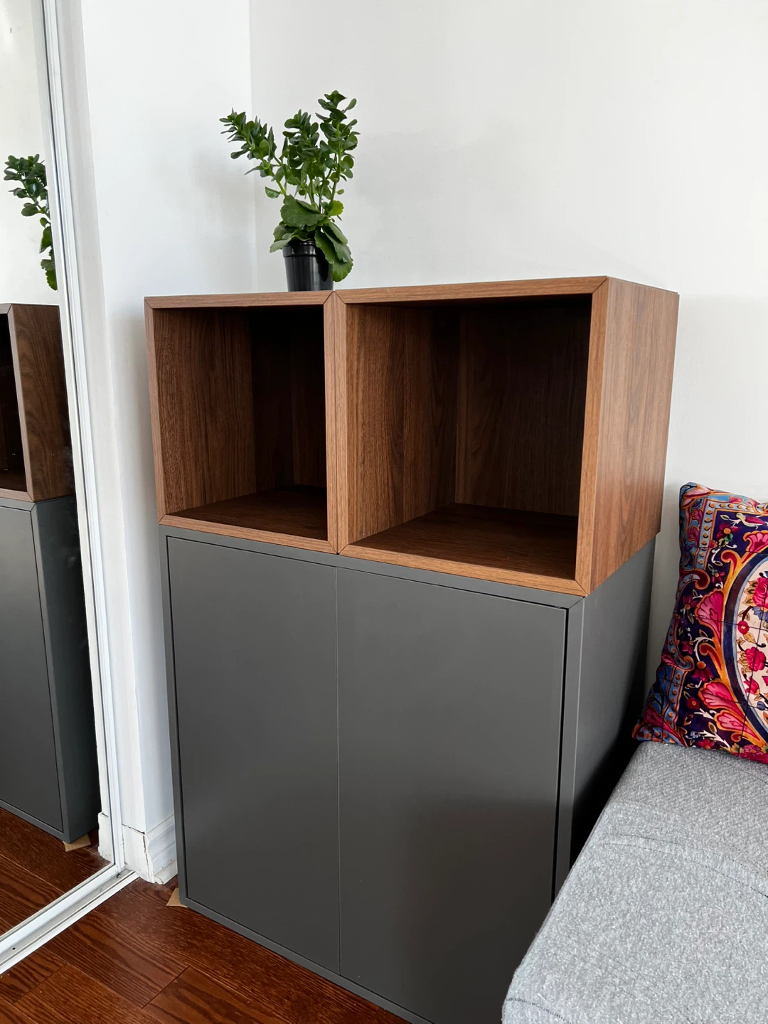IKEA EKET Storage Combination - Dark Grey/Walnut