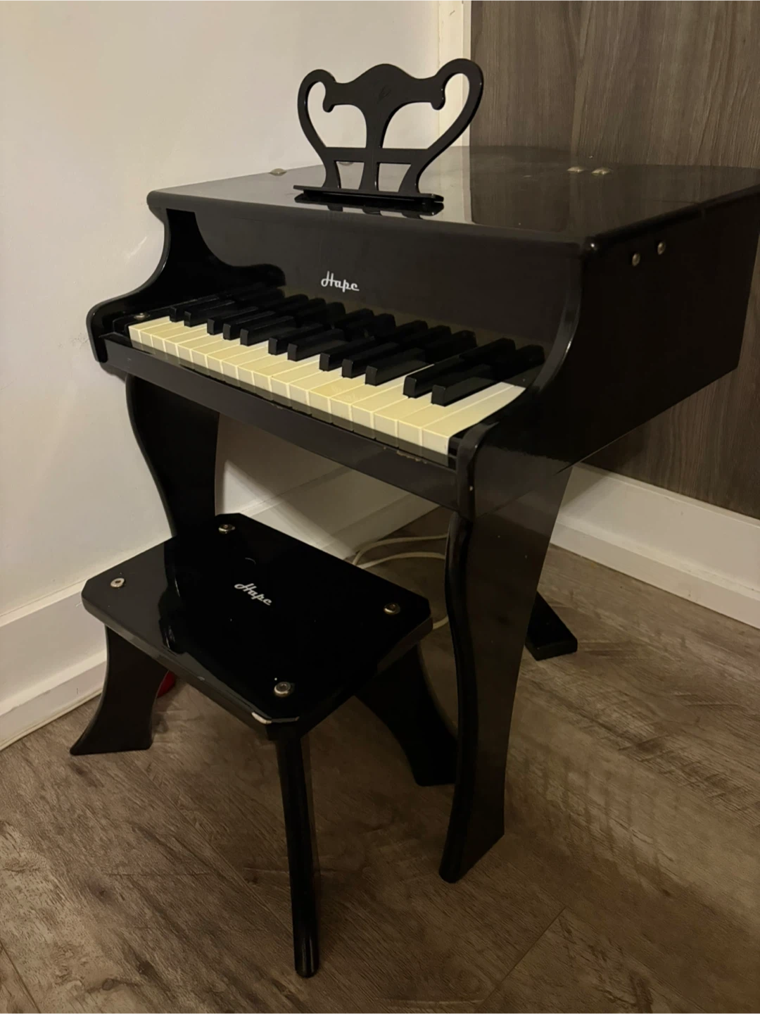 Hape Black Toy Piano with Stool