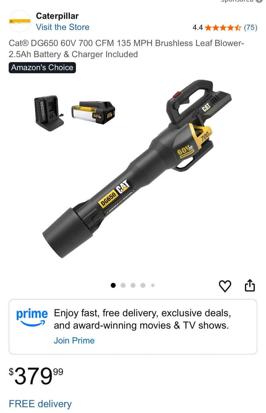 Cat DG650 60V 700CFM Cordless Leaf Blower - Like New! image indicator(2)