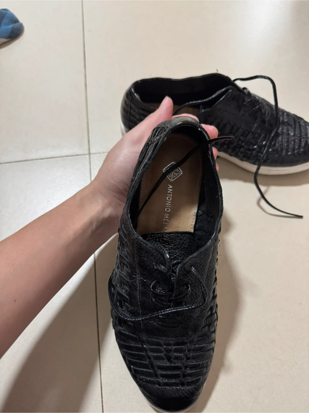 Antonio Melani Black Woven Leather Shoes - photo 2