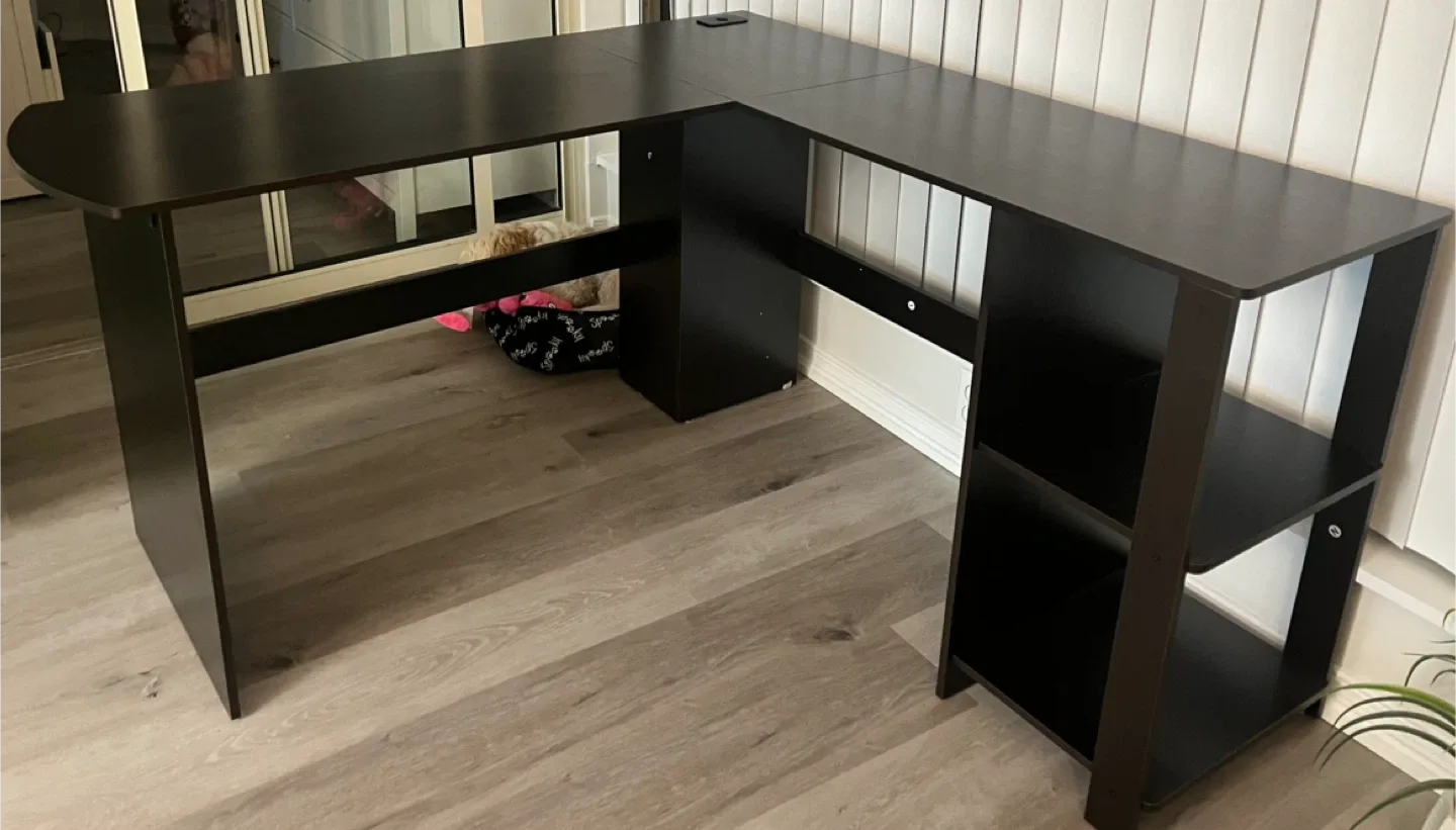 L-shaped Corner Desk - Black image indicator(3)