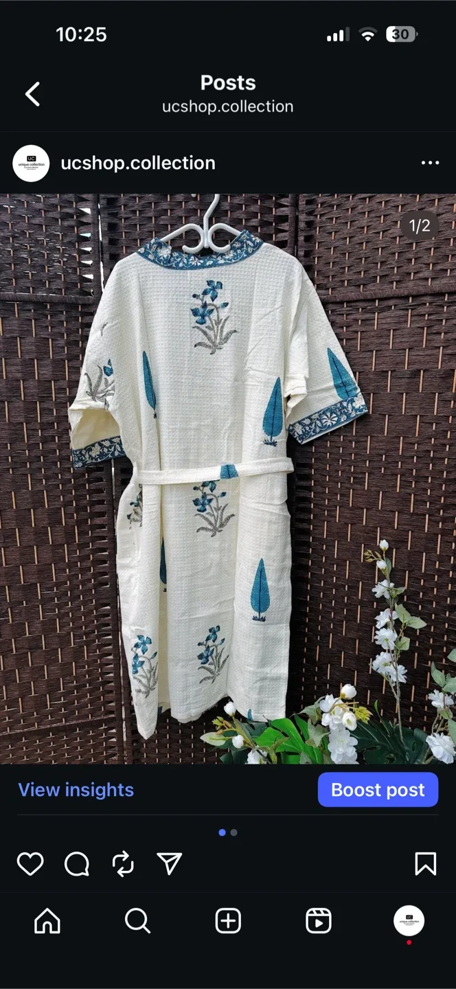 Kids' Cotton Waffle Robe with Flamingo Print image indicator(6)