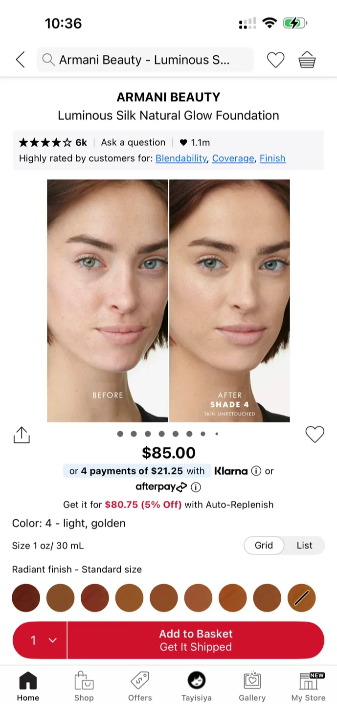 Giorgio Armani Luminous Silk Foundation - Shade 4 image indicator(3)