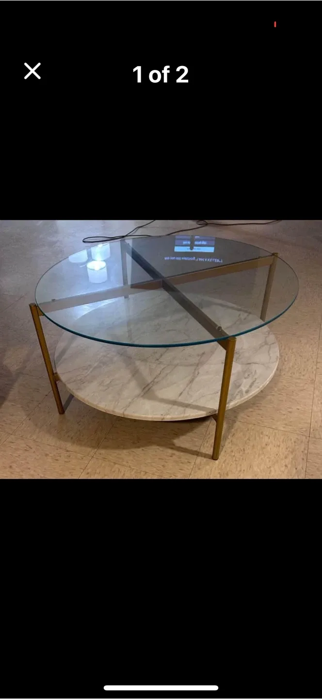 Round Glass & Marble Coffee Table image indicator(2)