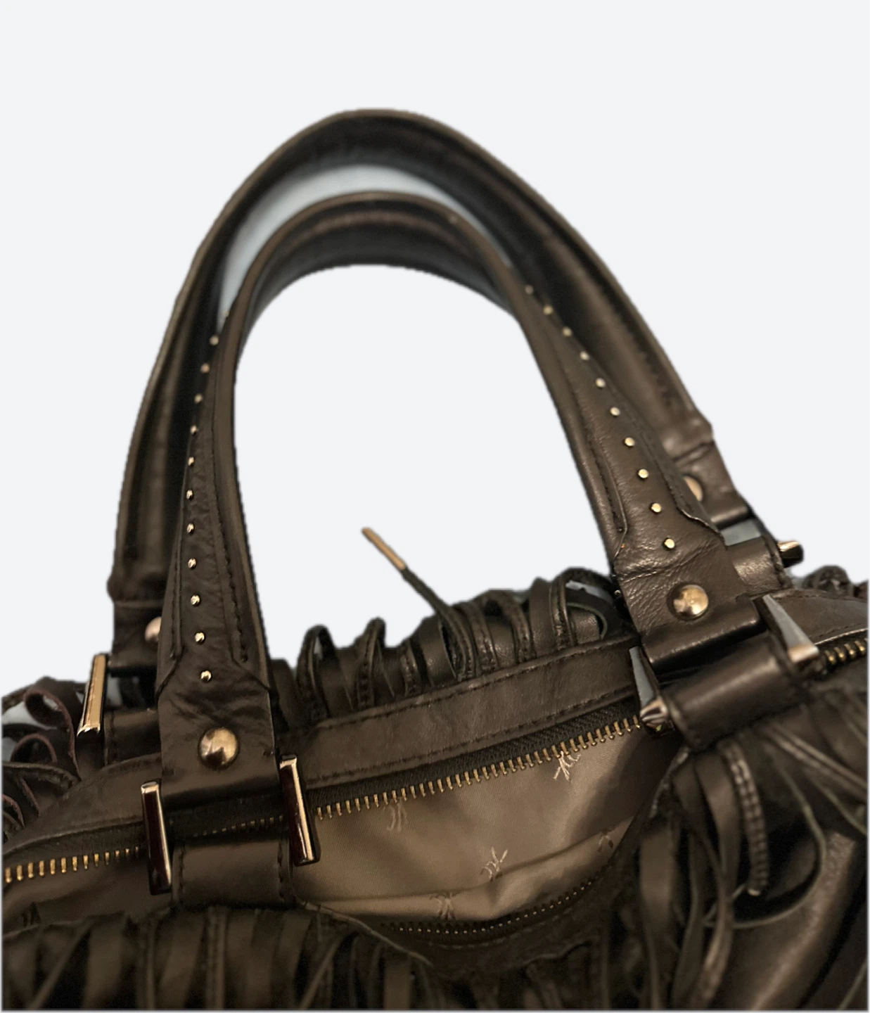 Kenneth Cole  Black Leather Fringe Handbag - photo 4