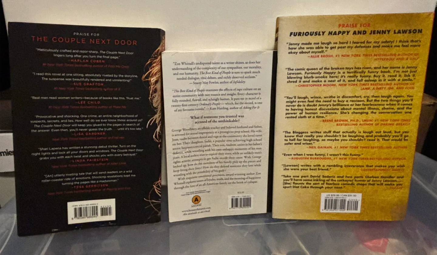 Books: The Couple Next Door/Best Kind of People/Furiously Happy image indicator(2)