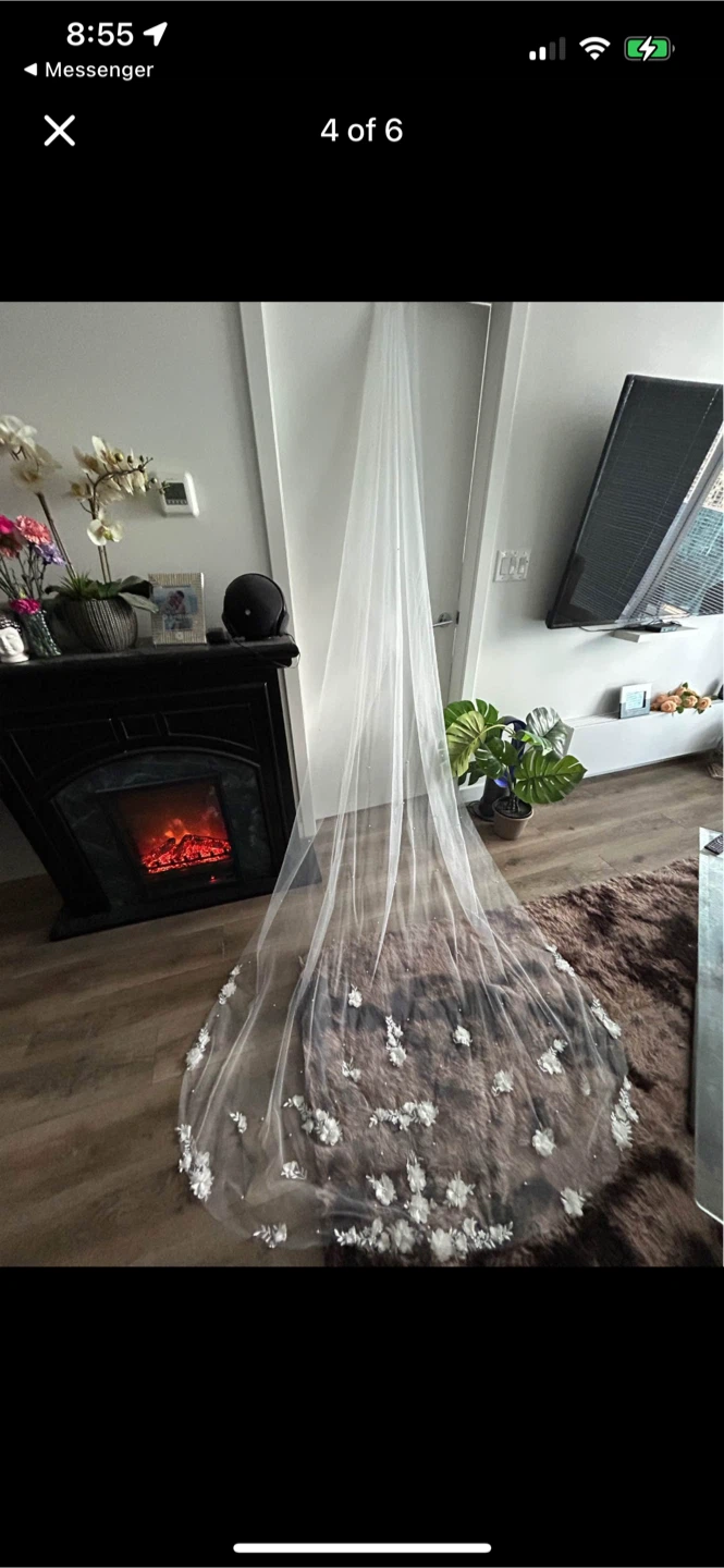 White Floral Wedding Veil
