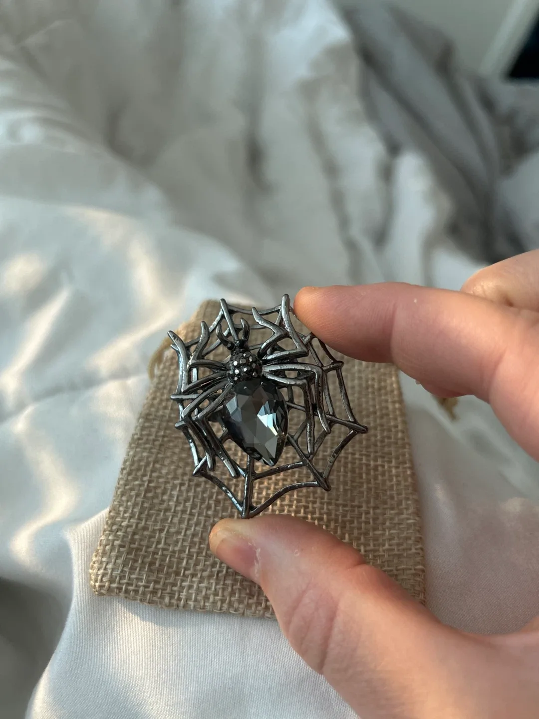 Spider Web Brooch - Gunmetal Finish thumbnail