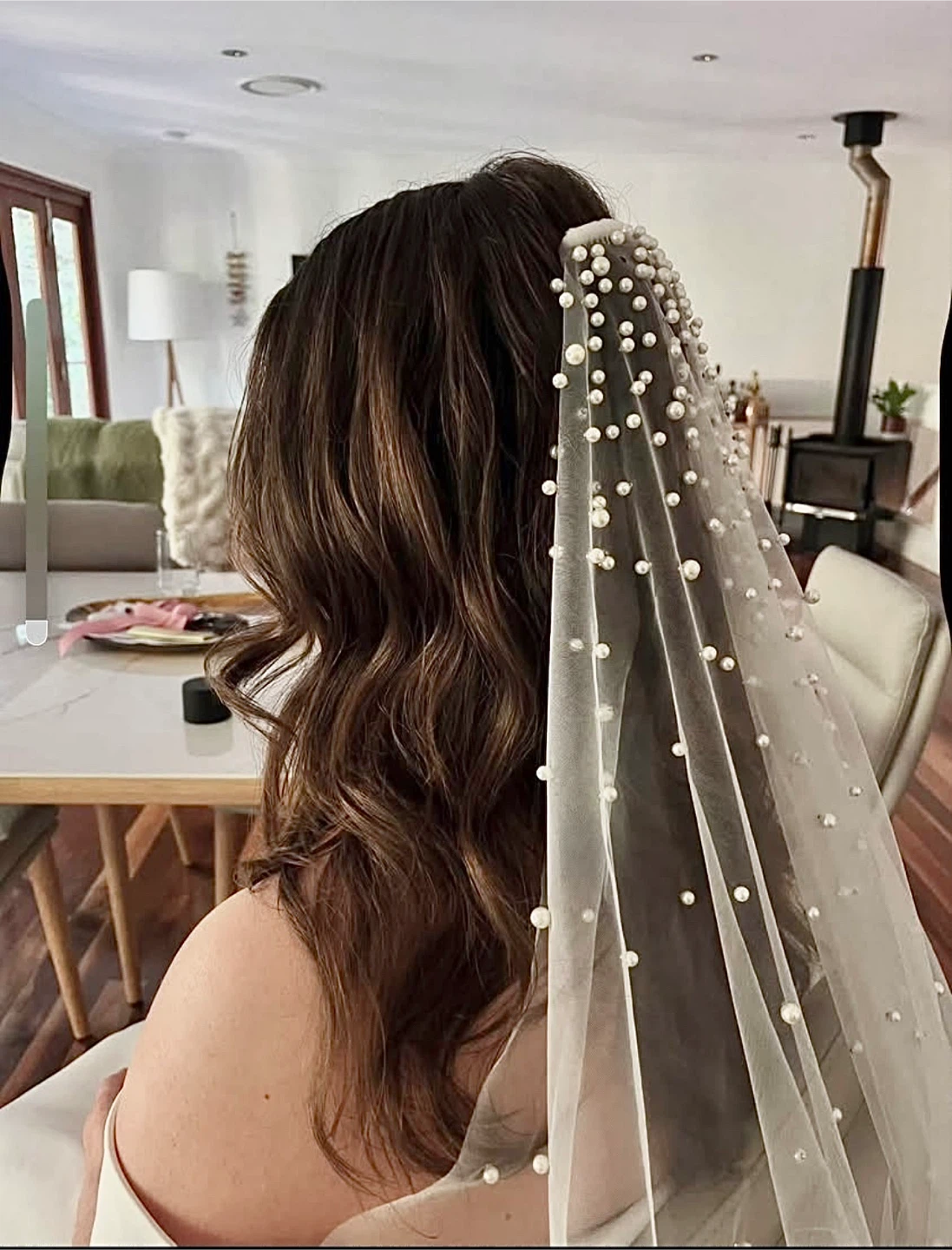 Pearl Wedding Veil (fingertip)
