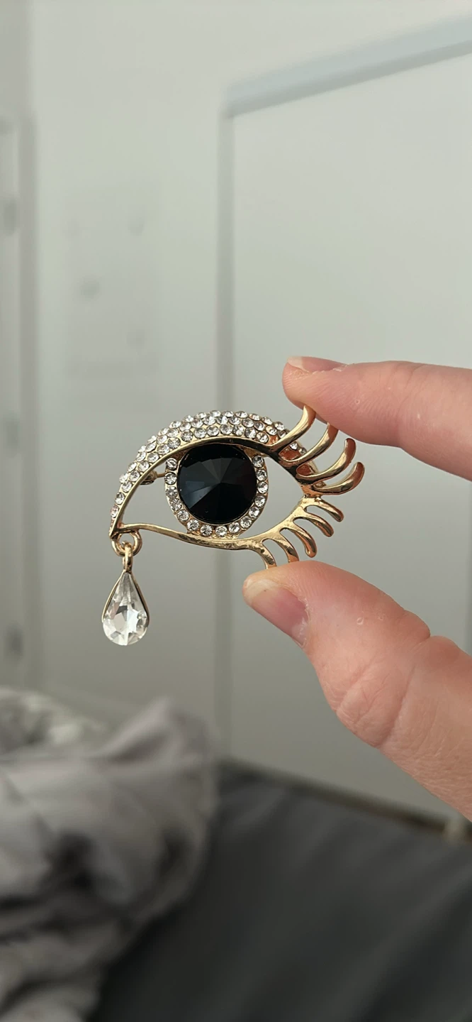 Eye Brooch - Gold Tone with Rhinestones - photo 4