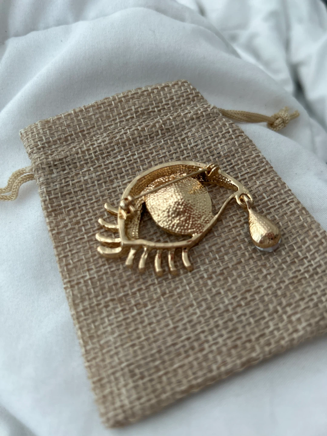 Eye Brooch - Gold Tone with Rhinestones - photo 3