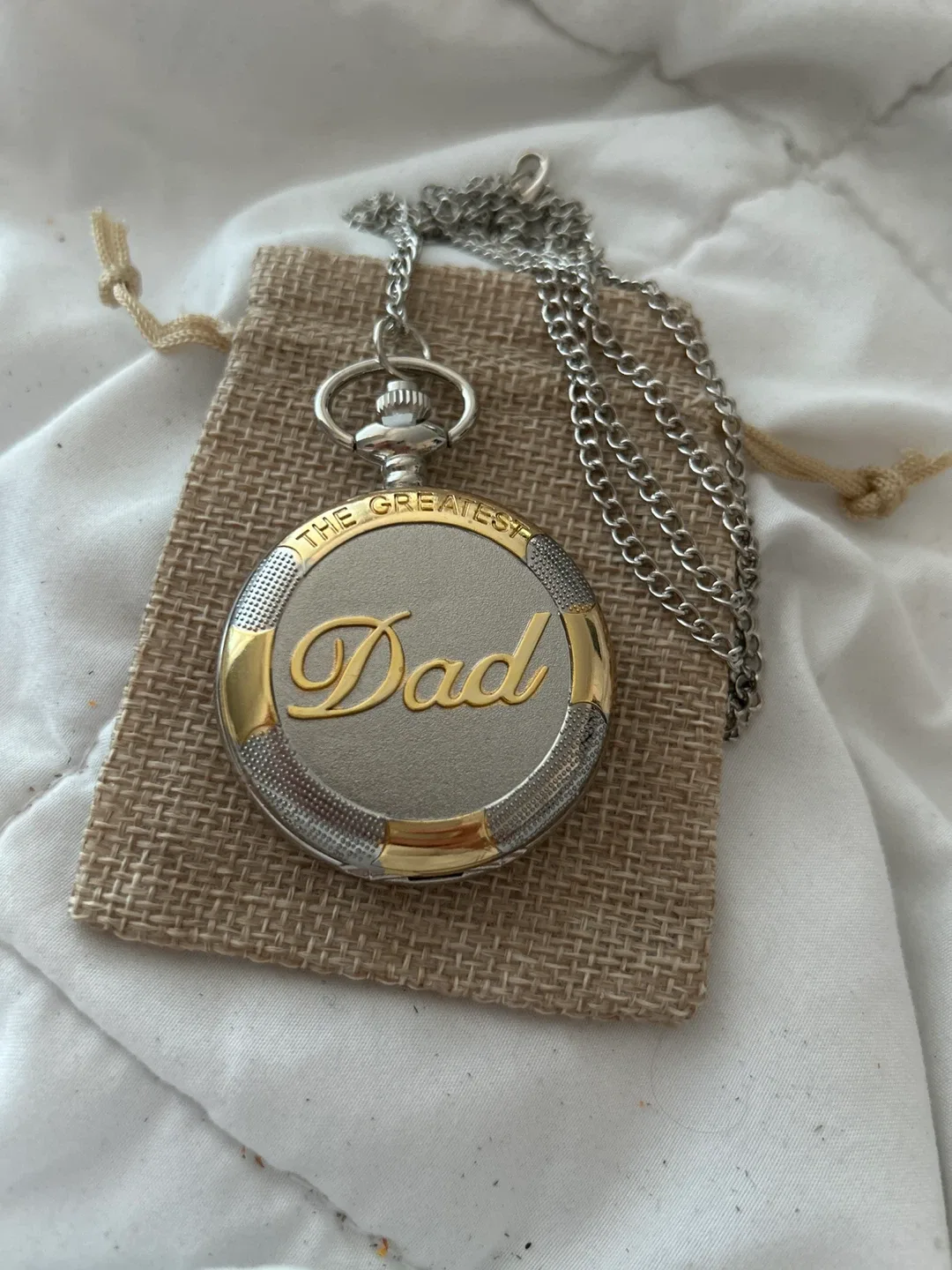 "The Greatest Dad" Pocket Watch with Chain thumbnail