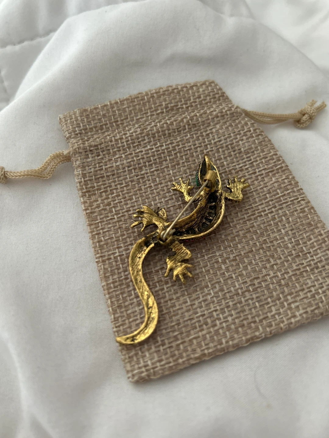 Lizard Brooch - Pink, Green, and Gold - photo 2