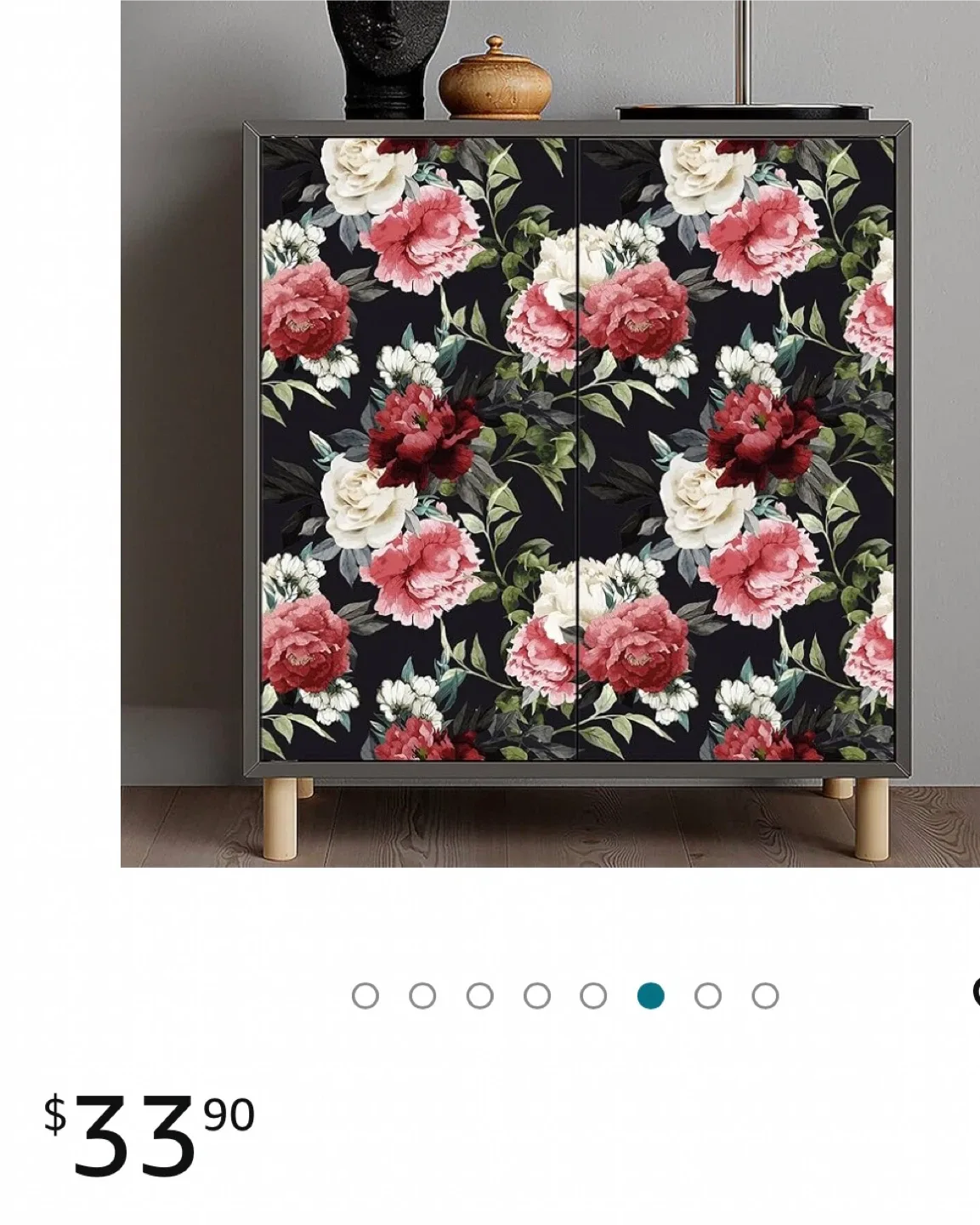 Navy blue and floral rolls wallpaper roll image indicator(3)