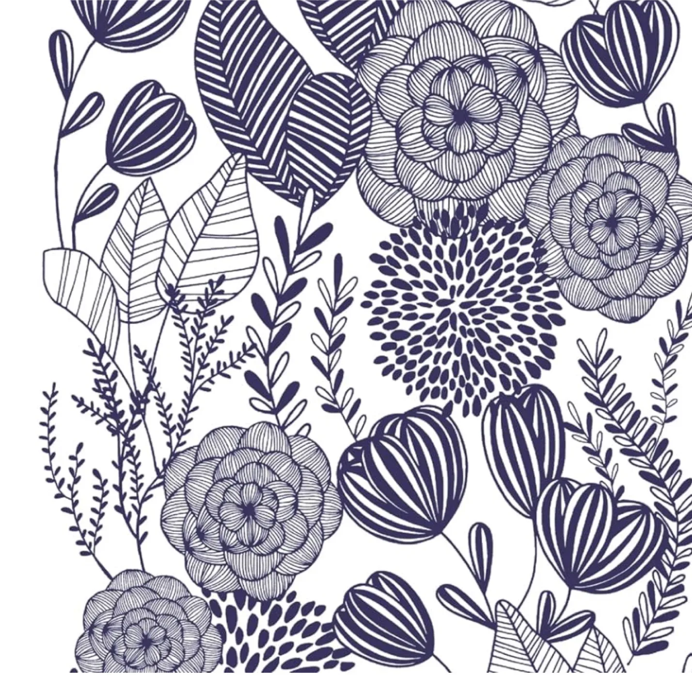 Navy blue and floral rolls wallpaper roll thumbnail