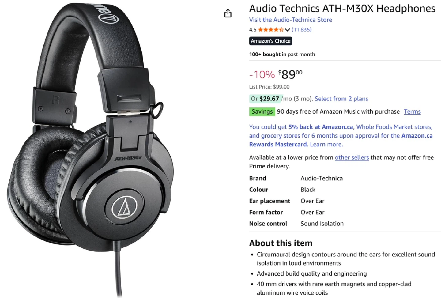 Audio-Technica ATH-M30x Headphones - photo 2