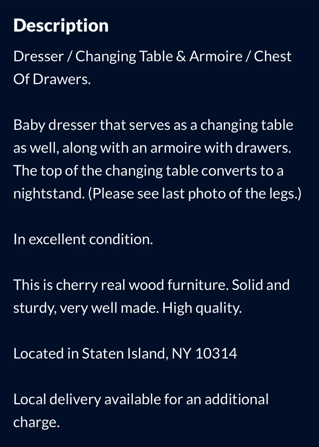 Dresser / Changing Table & Armoire / Chest Of Drawers image indicator(3)