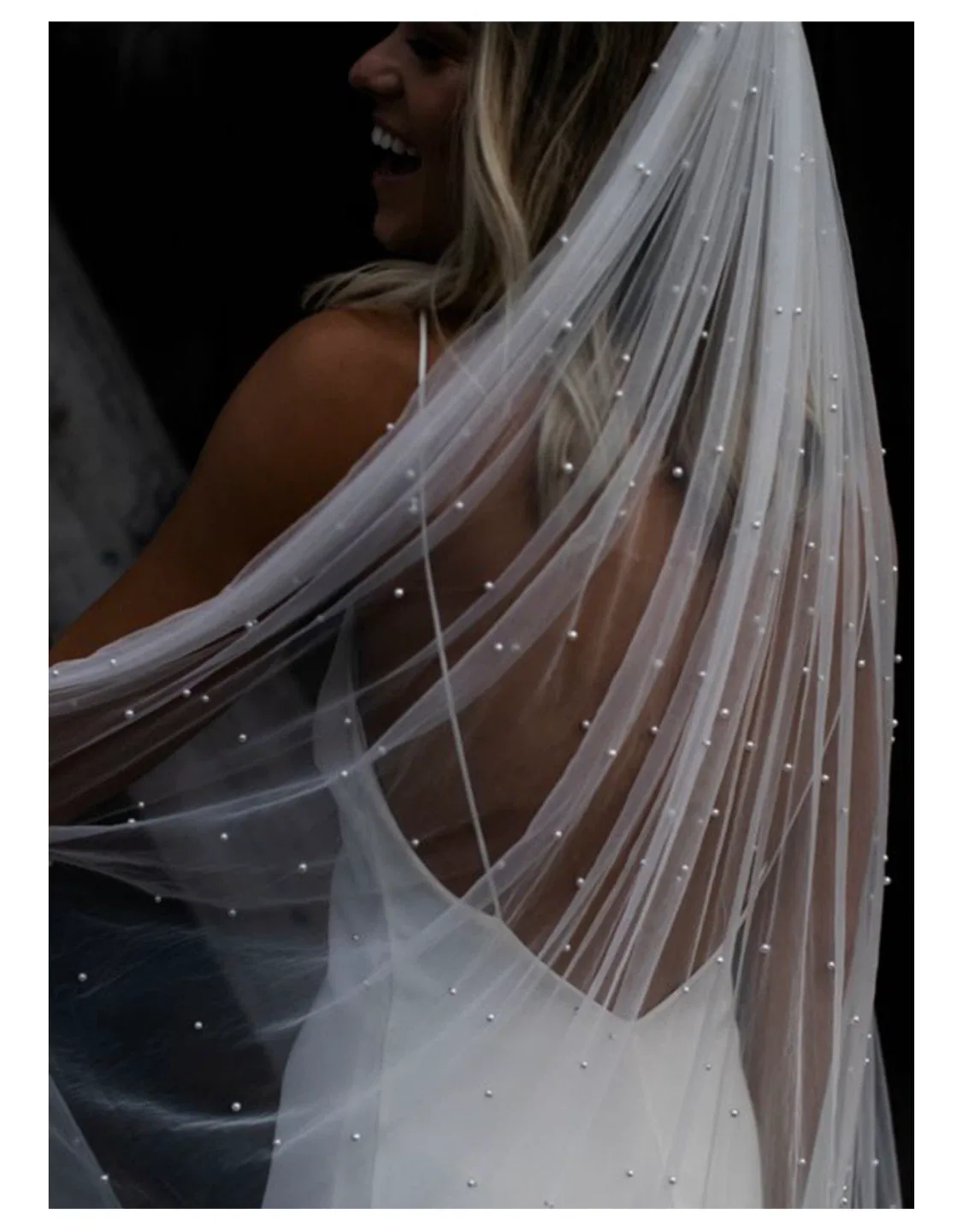 Chapel Pearl Wedding Veil - Elegant Bridal Accessory thumbnail
