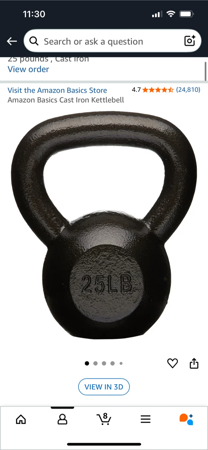 Amazon Basics 25lb Cast Iron Kettlebell