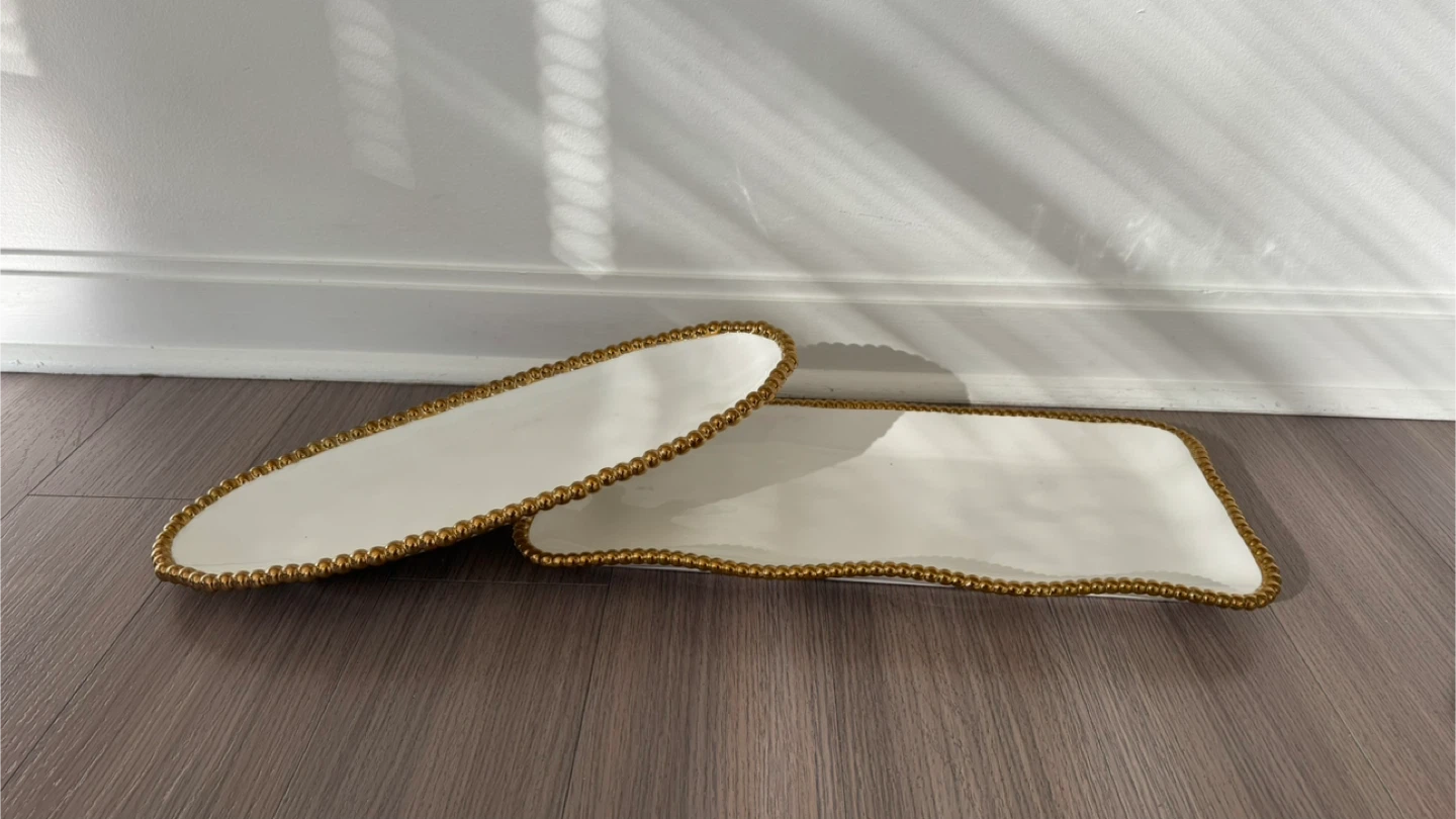 White & Gold Decorative Trays (Set of 2) - photo 3