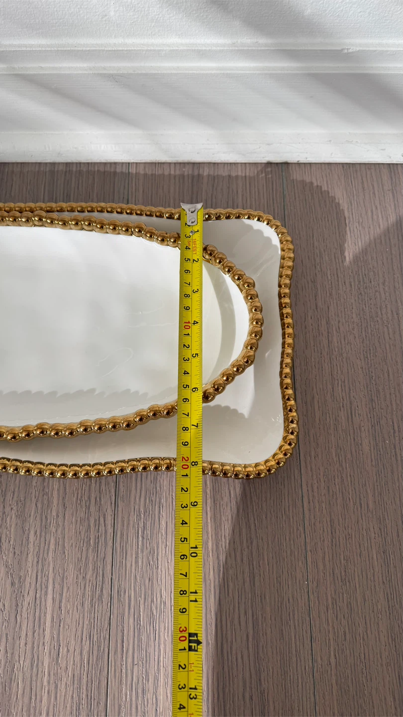 White & Gold Decorative Trays (Set of 2) - photo 2