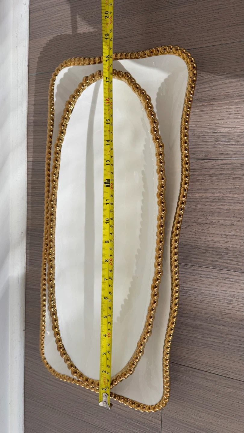 White & Gold Decorative Trays (Set of 2)