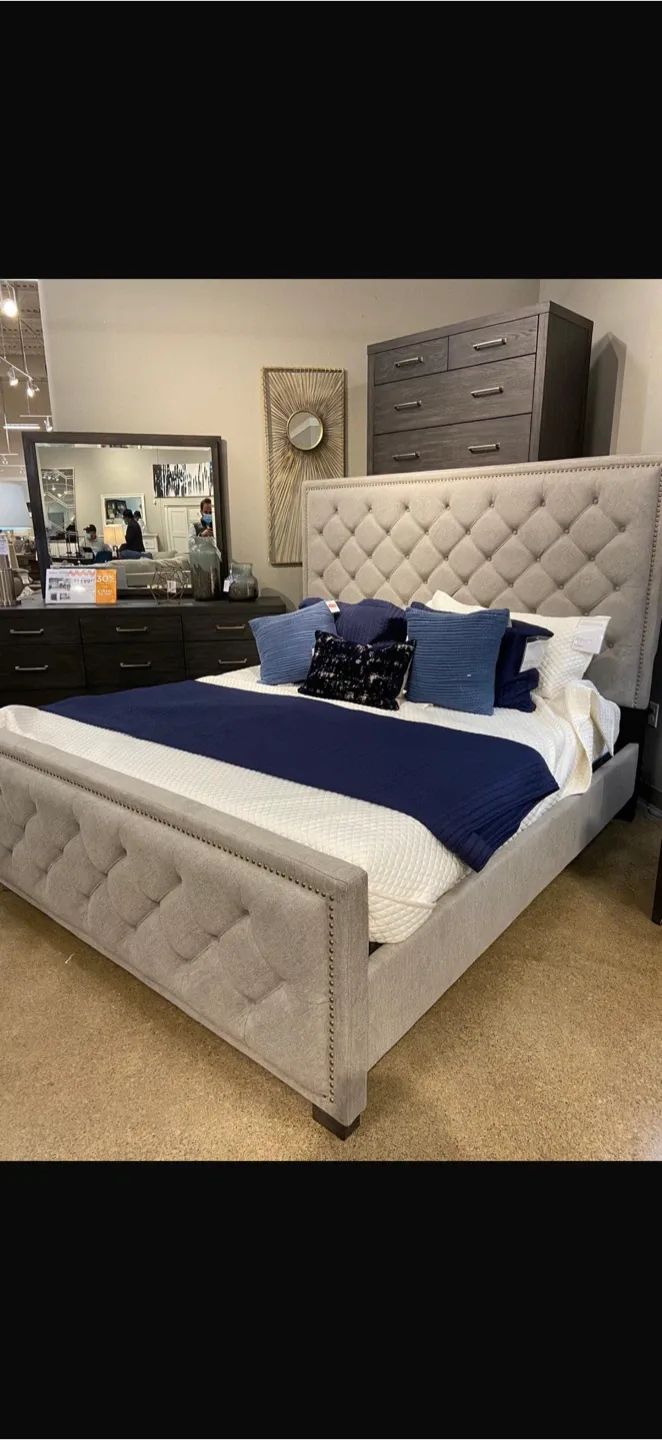 Tufted Upholstered Bed Frame- Queen Size. Barnd ashly image indicator(2)