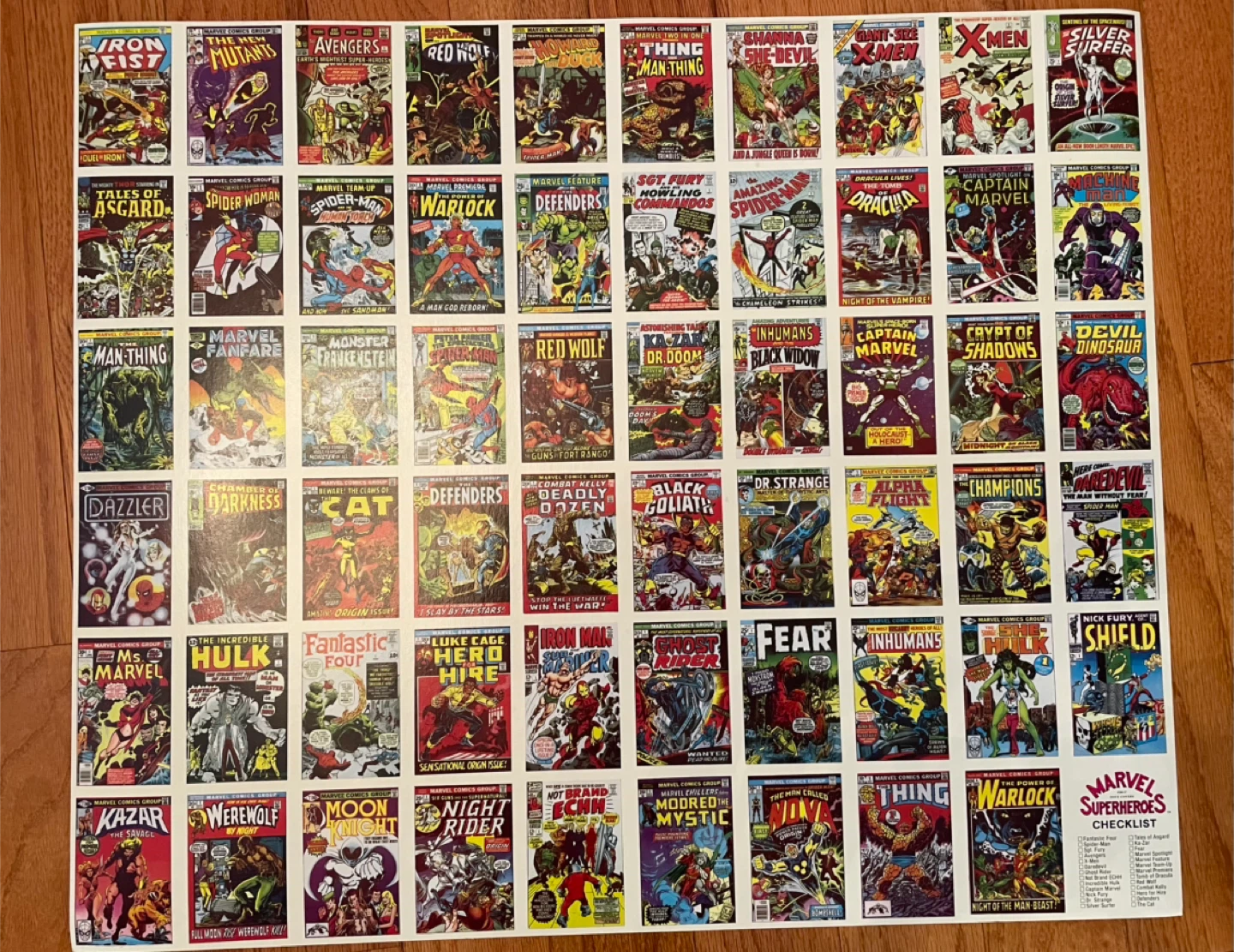 1984 Marvel First Issue Comic Covers Uncut Card Sheet