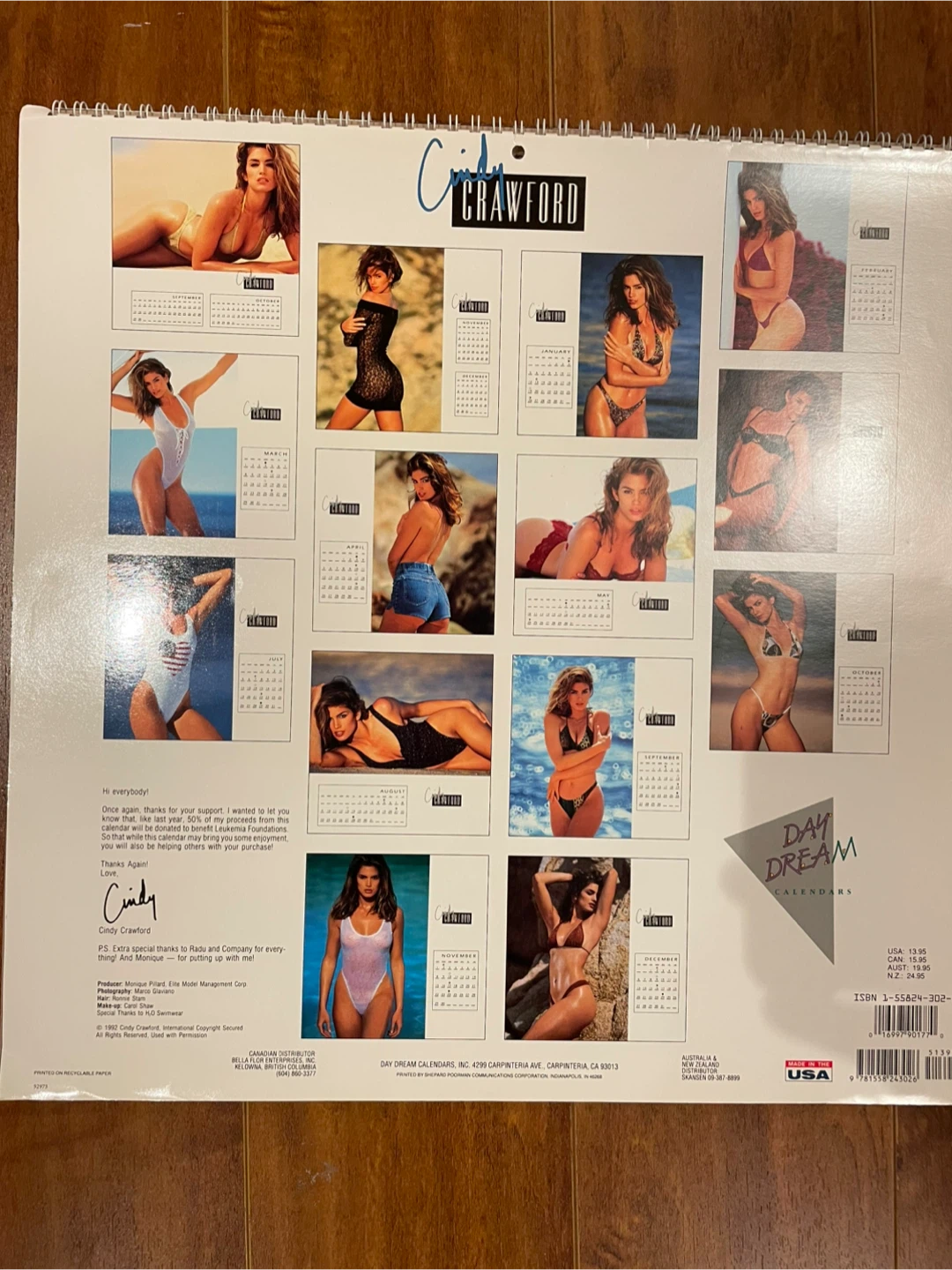 Extremely Rare-Vintage 1992 and 1993 Cindy Crawford calendars - photo 2