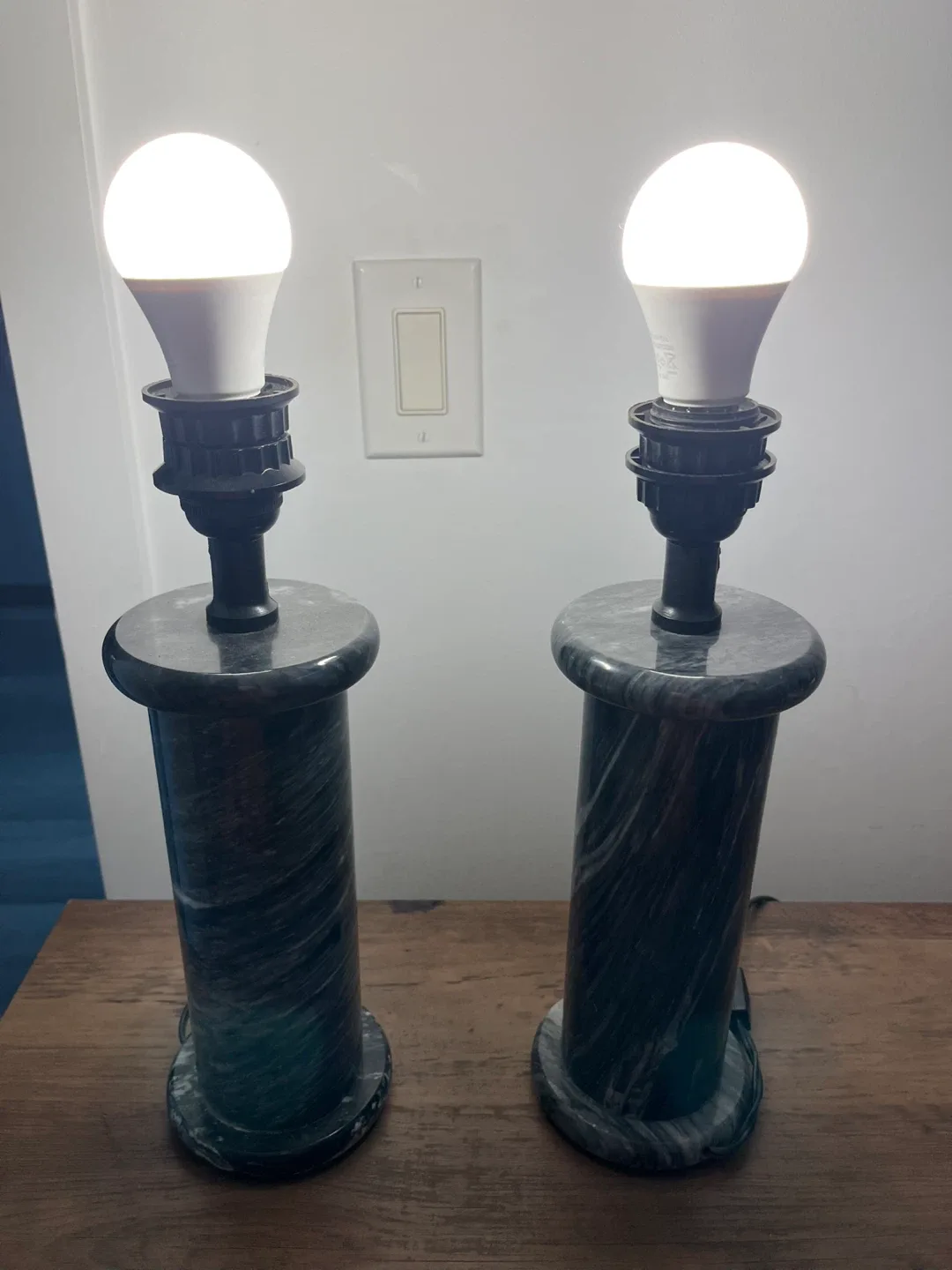 Pair of Pure Marble Table Lamps black and white  - Set of 2 image indicator(4)