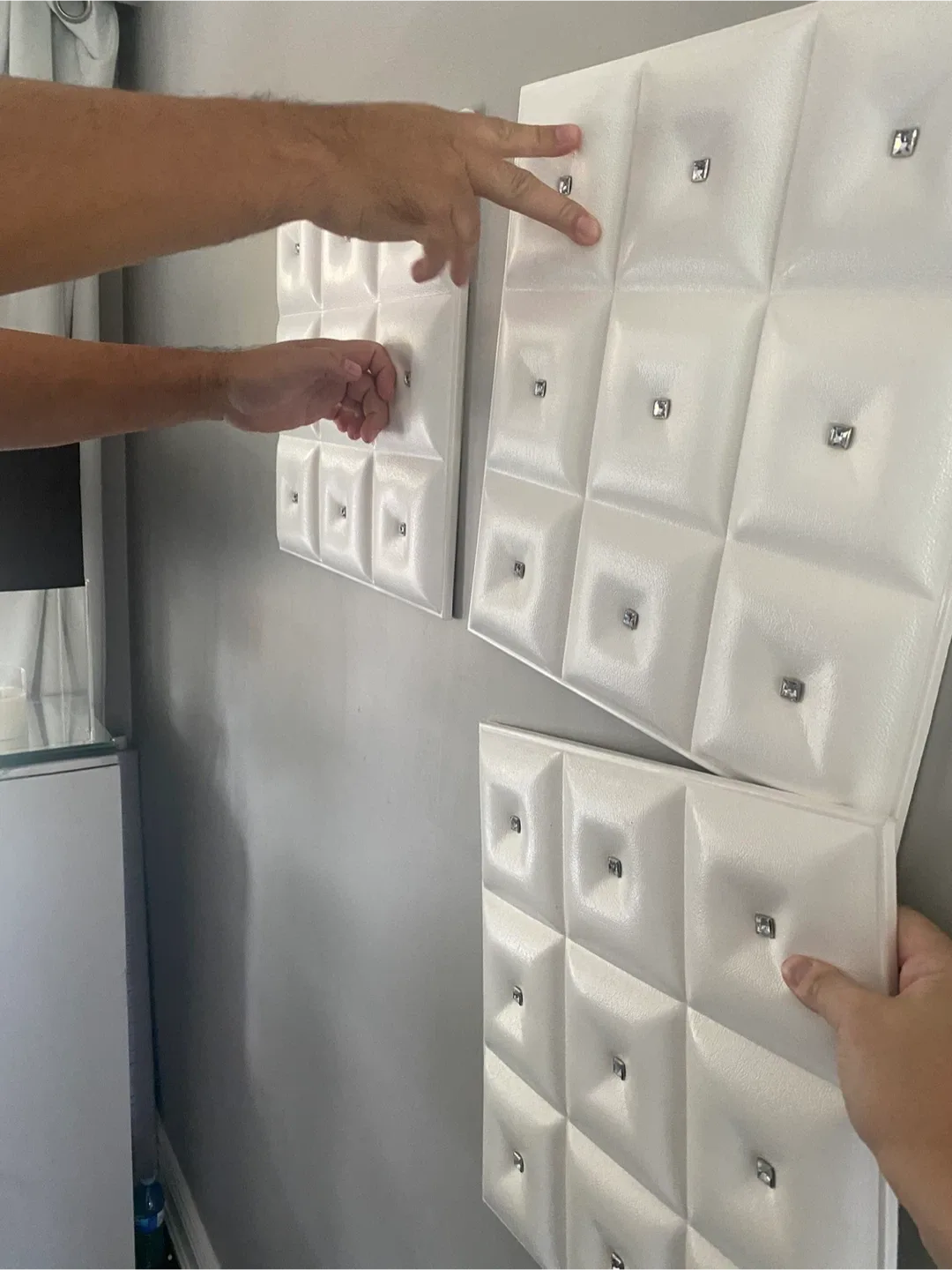 5 White Faux Leather Wall Panels (Set of 4) image indicator(3)