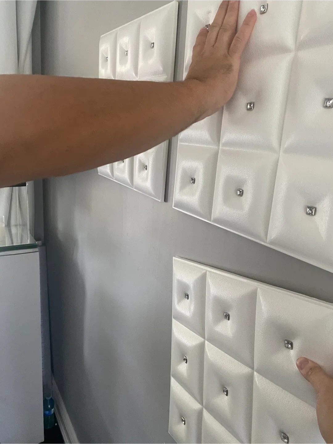 5 White Faux Leather Wall Panels (Set of 4) image indicator(2)