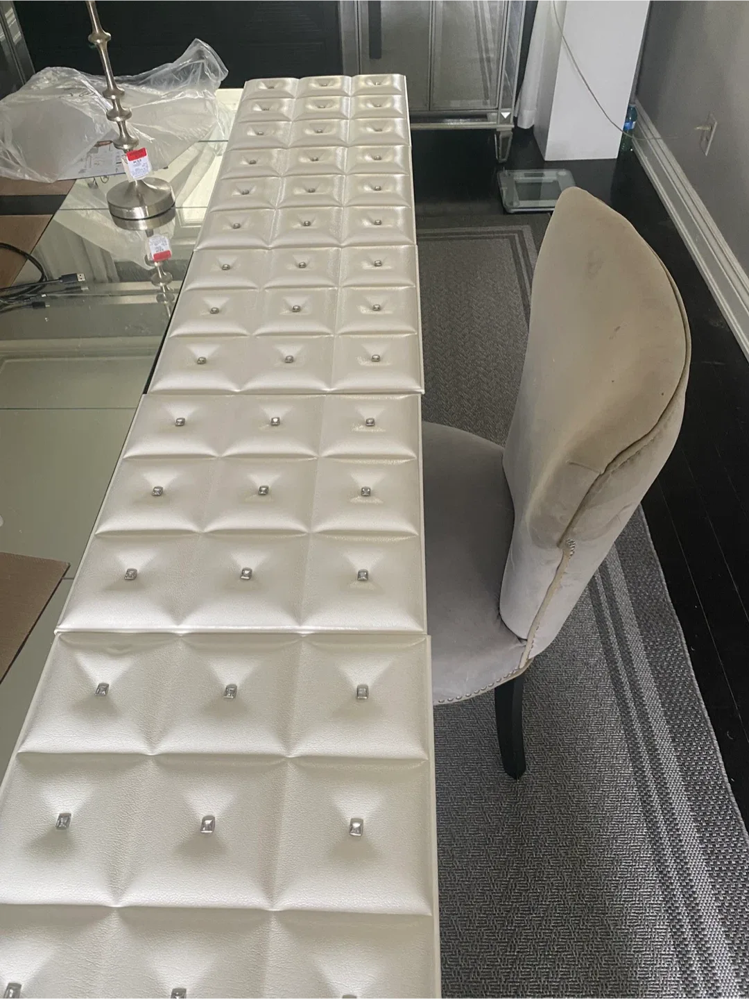 5 White Faux Leather Wall Panels (Set of 4) image indicator(4)