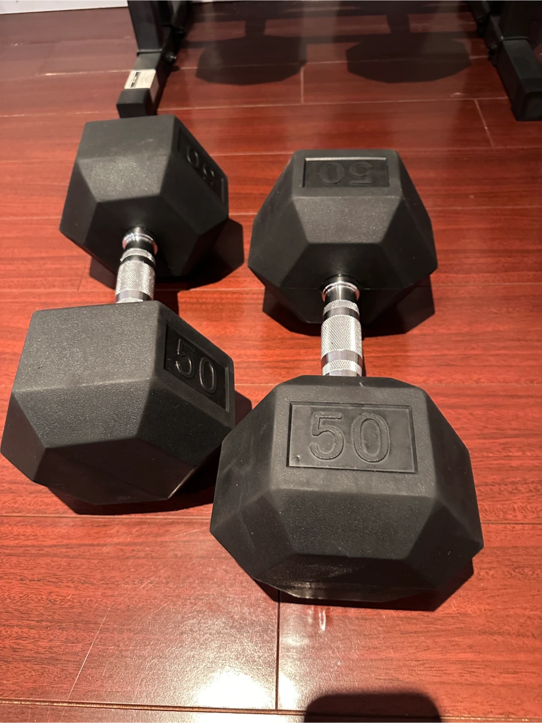 Pair of 50 lb Hex Dumbbells
