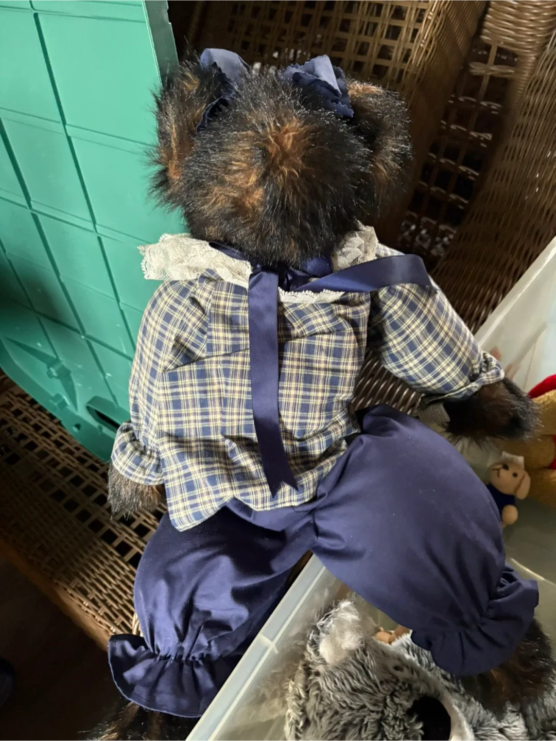 Collectible Bear Doll with Plaid Outfit image indicator(3)