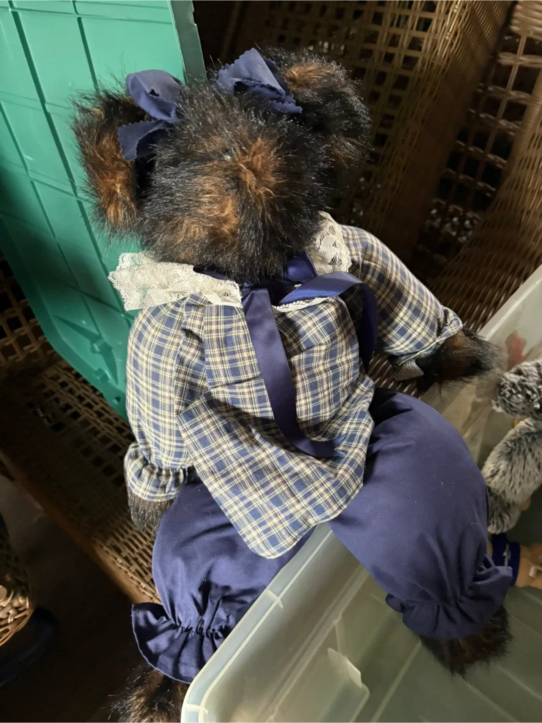 Collectible Bear Doll with Plaid Outfit image indicator(2)