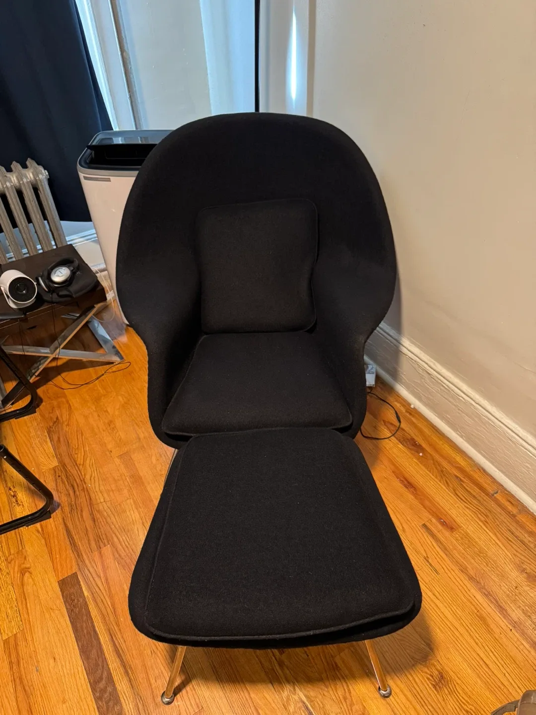 AllModern Pemberton Womb Chair and Ottoman - Black