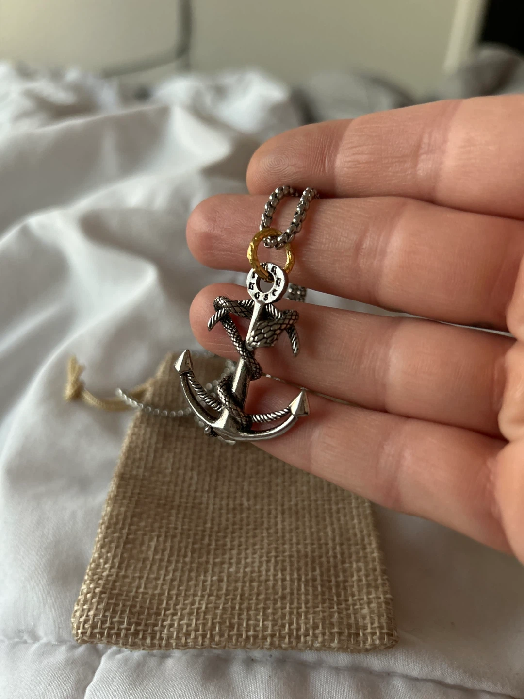 Anchor & Snake Pendant Necklace - photo 3