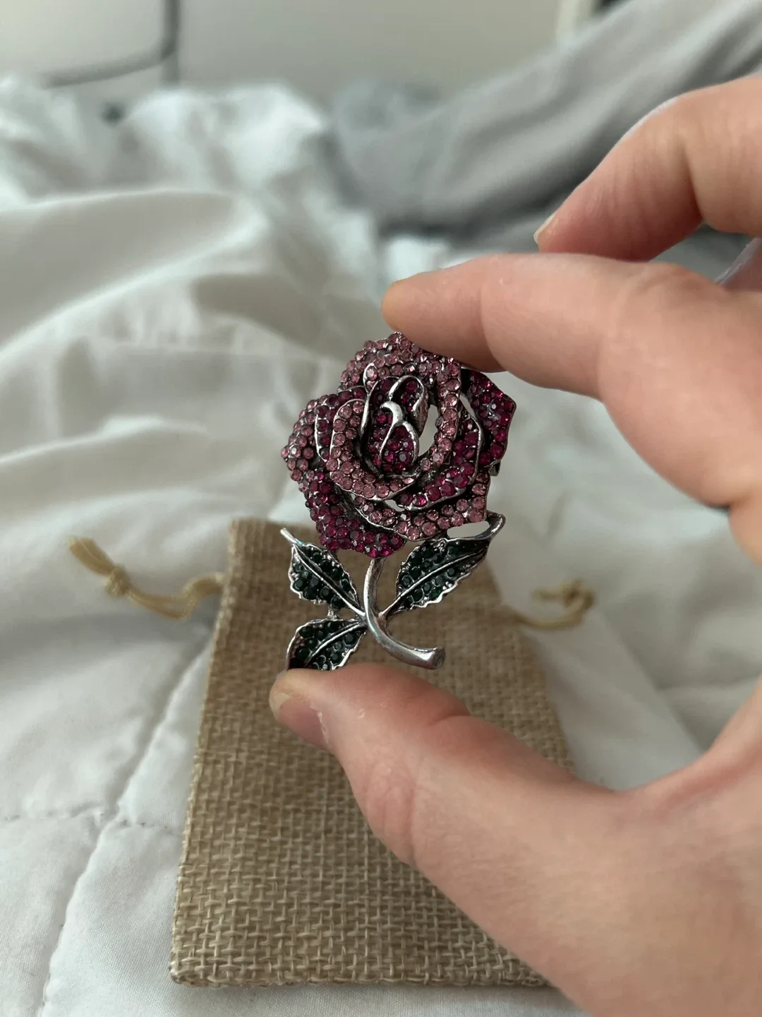 Large Rose Flower Brooch Pin image indicator(3)