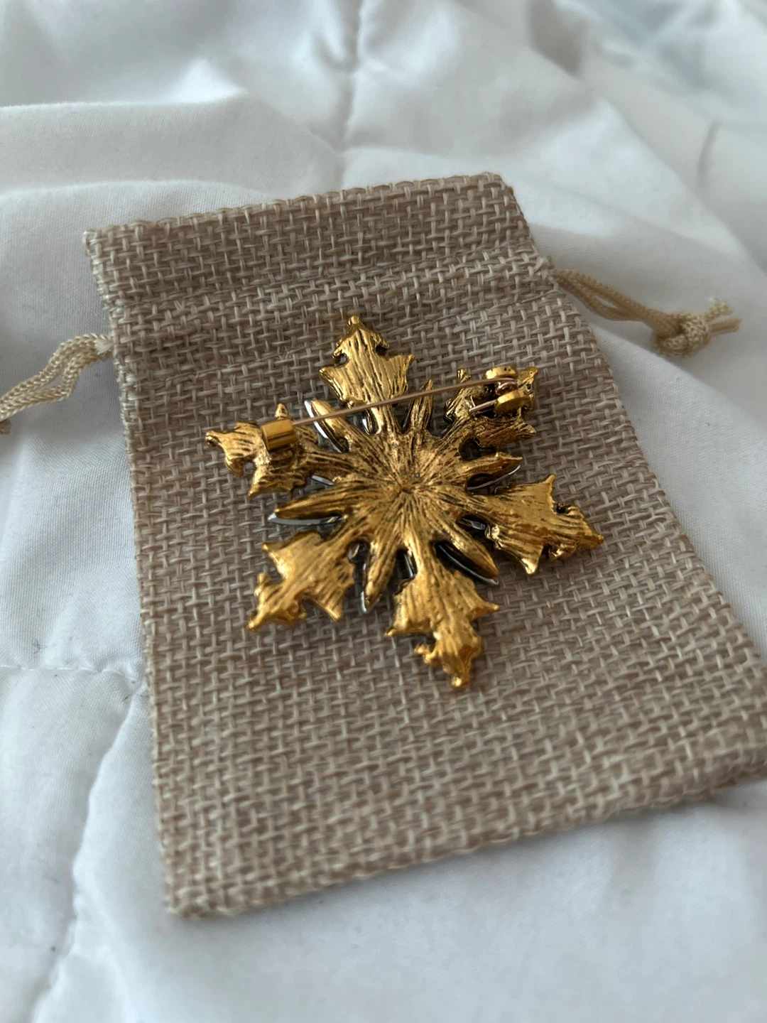 Snowflake Brooch Pin - Blue & Gold - photo 2