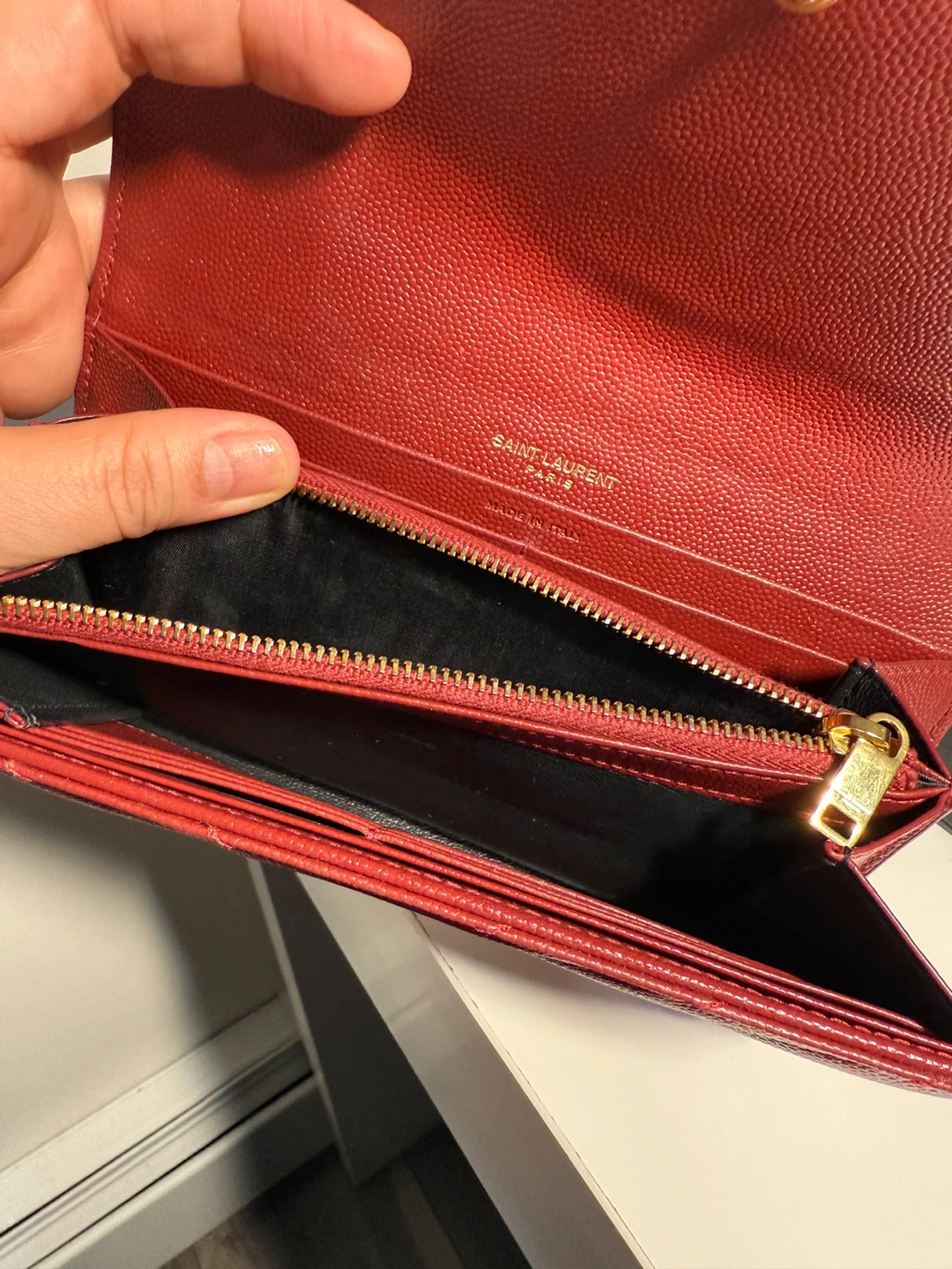 Authentic YSL maroon and gold Cassandra Wallet - photo 5