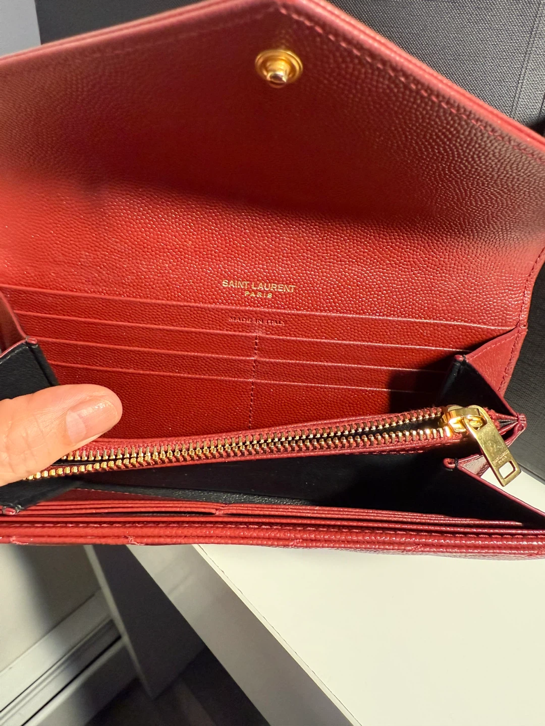 Authentic YSL maroon and gold Cassandra Wallet - photo 4