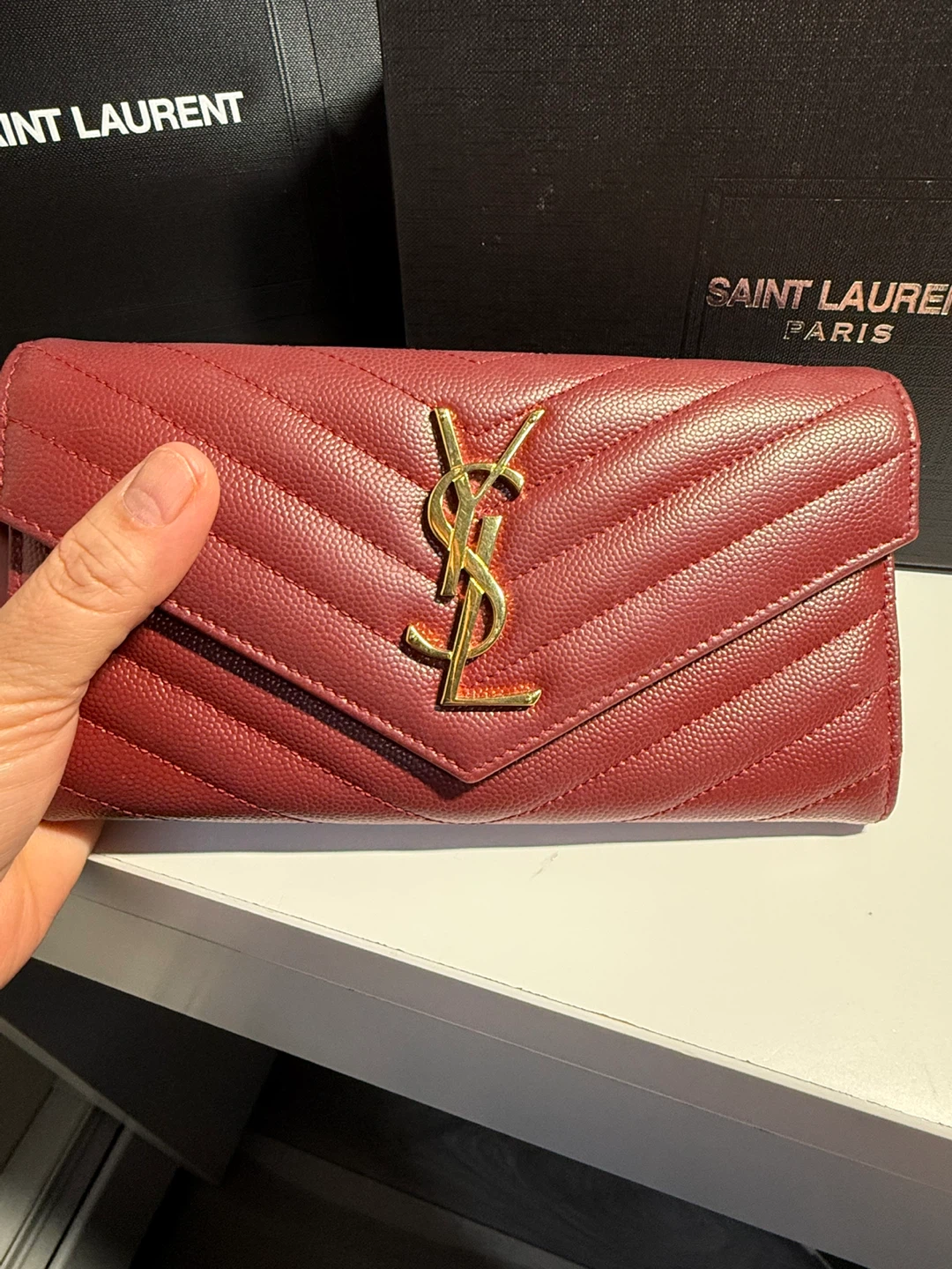 Authentic YSL maroon and gold Cassandra Wallet - photo 2