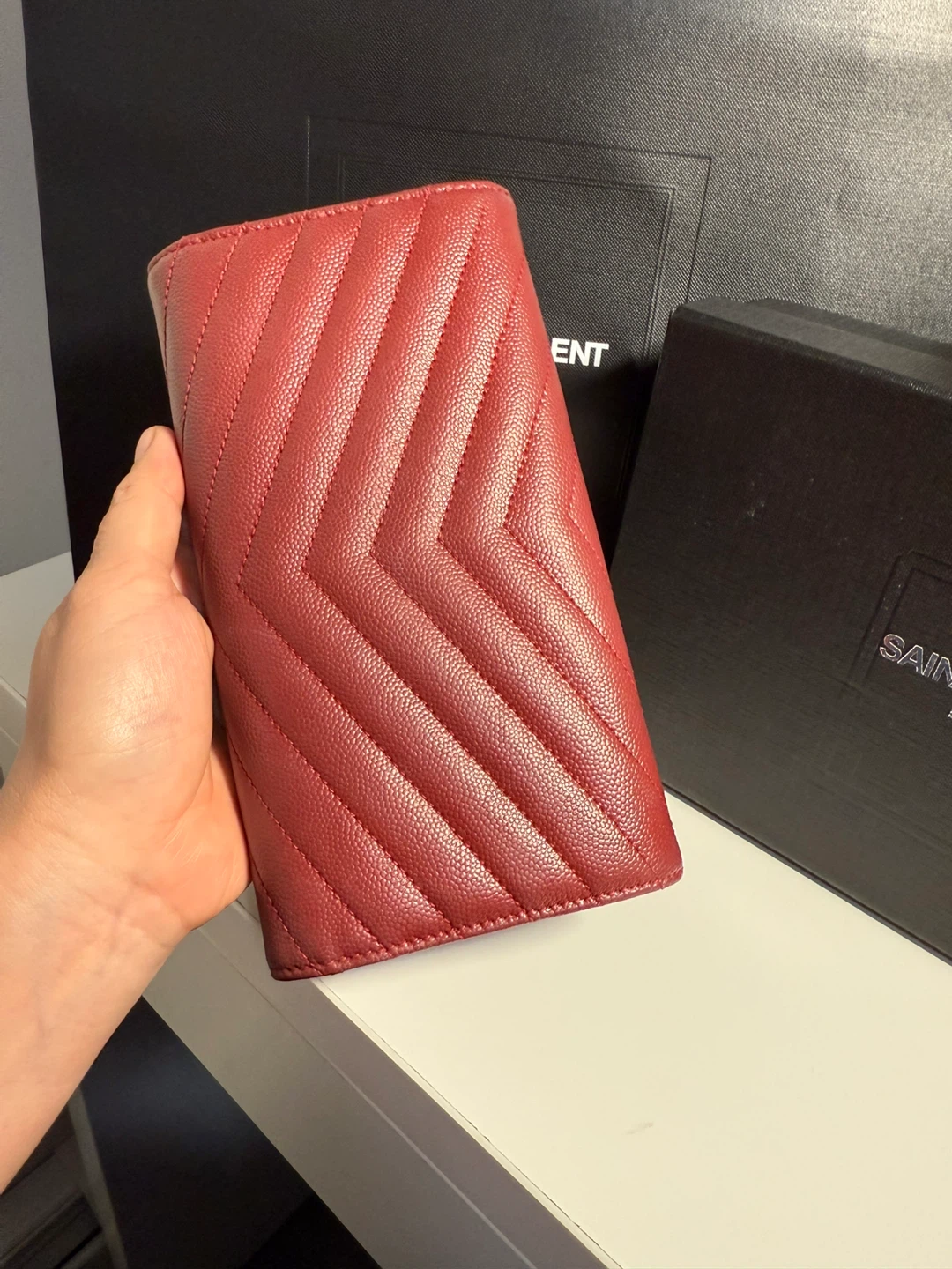 Authentic YSL maroon and gold Cassandra Wallet - photo 3