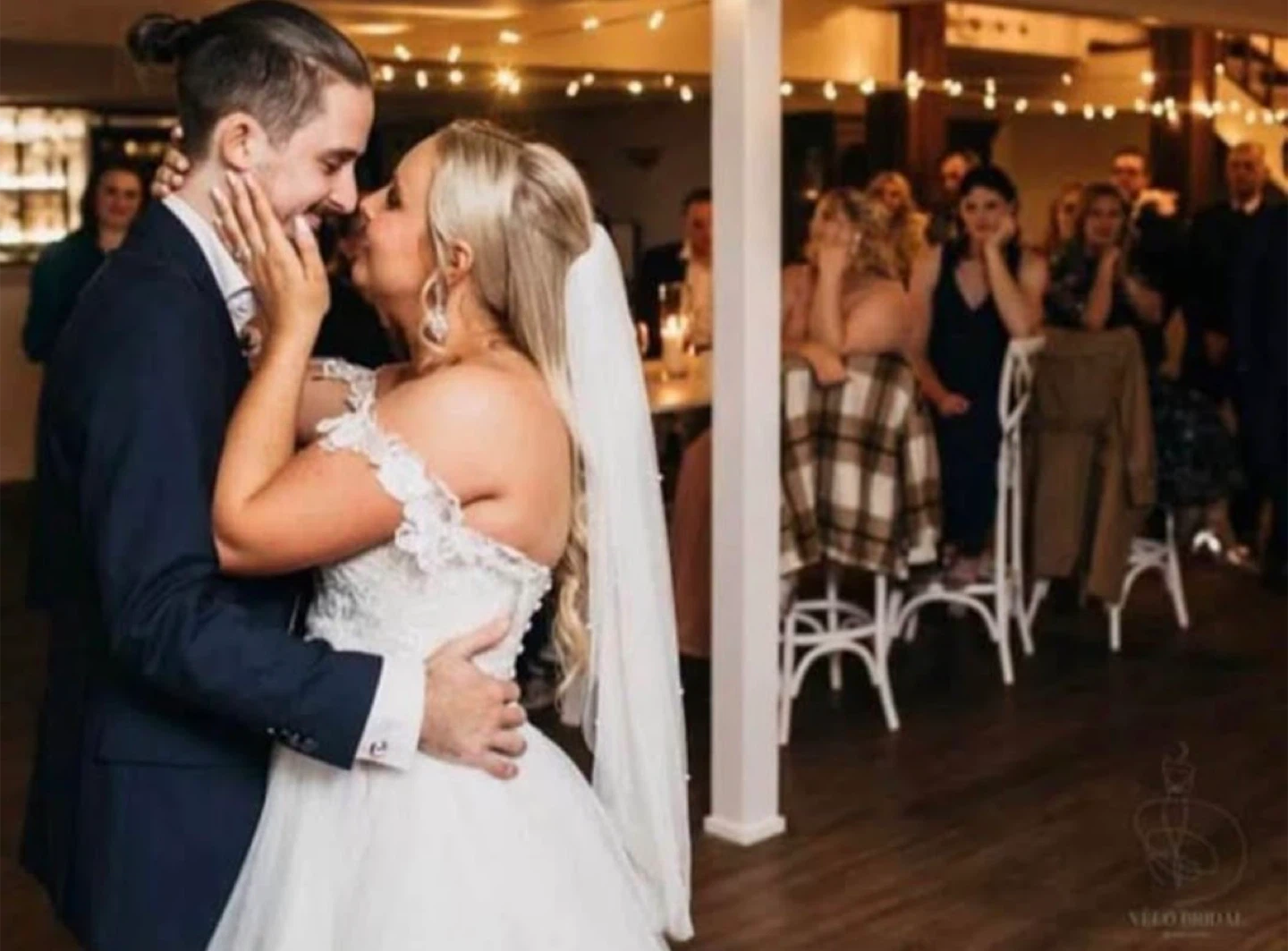 Waist length, pearl bridal veil