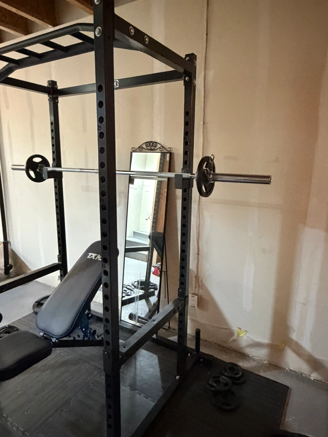 Ironax Power Rack with Bar, Bench and Weight Plates - photo 3