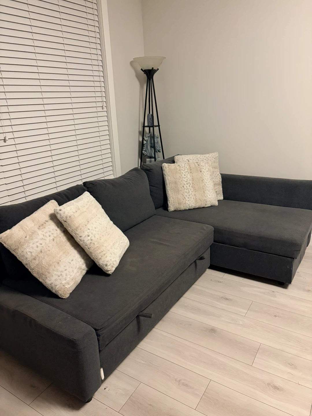 Grey  Ikea Sectional Sofa with Pull-Out Bed
